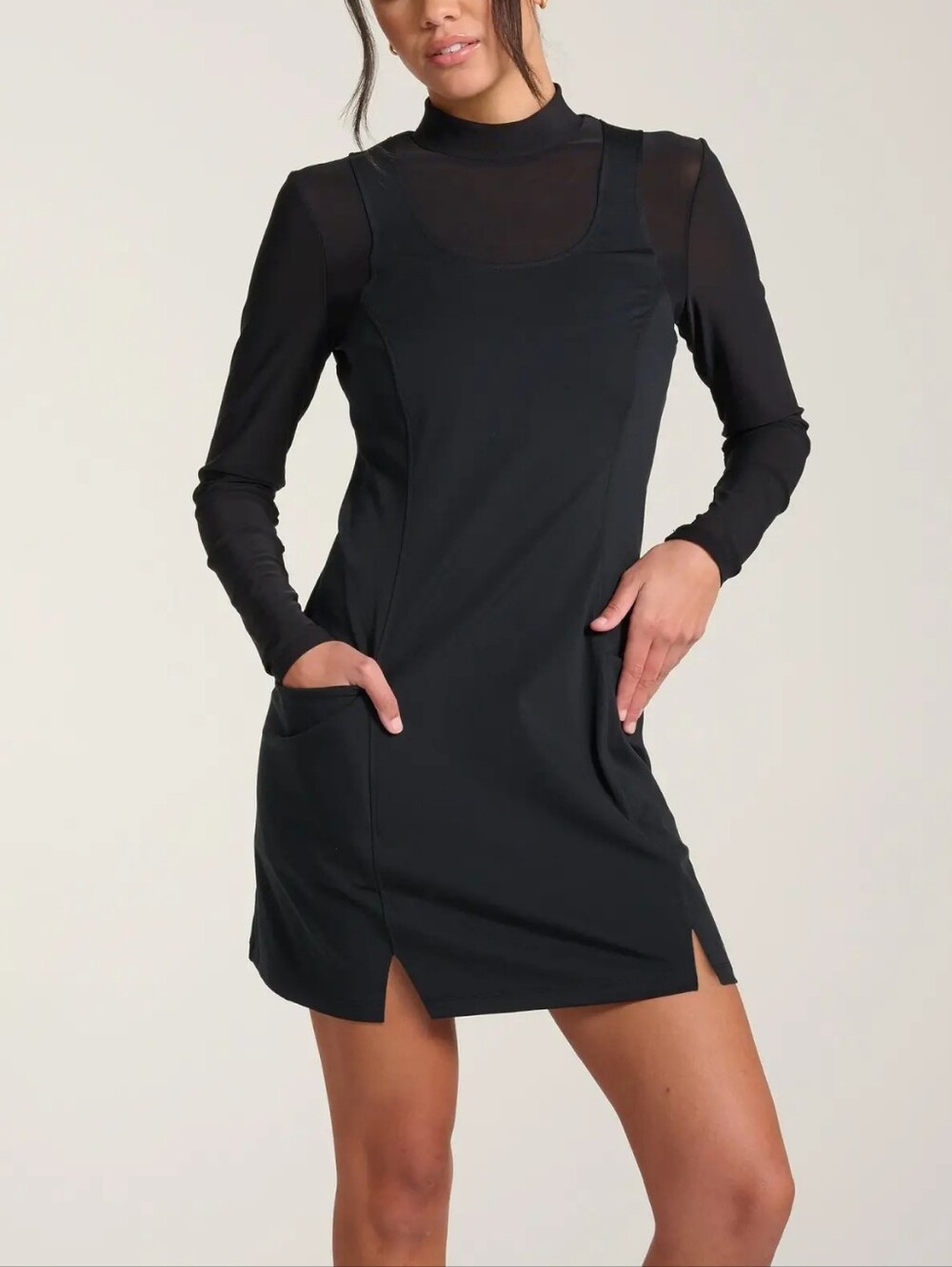 Bad Birdie Black Long-Sleeve Mock Neck Mini Dress Size Large